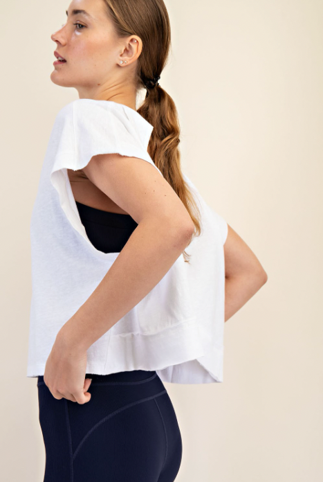Eva Cotton Slub Open Back Top | White