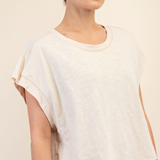 Eva Cotton Slub Open Back Top | Beige