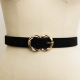 Gold Buckle Suede Belt | Black