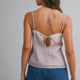 Megan Polka Dot Lace Trim Cami Top