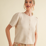 Ashlyn Short Puff Sleeve Sweater Cardigan