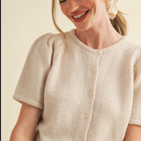 Ashlyn Short Puff Sleeve Sweater Cardigan