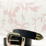 Western Buckle Faux Leather Belt | Black