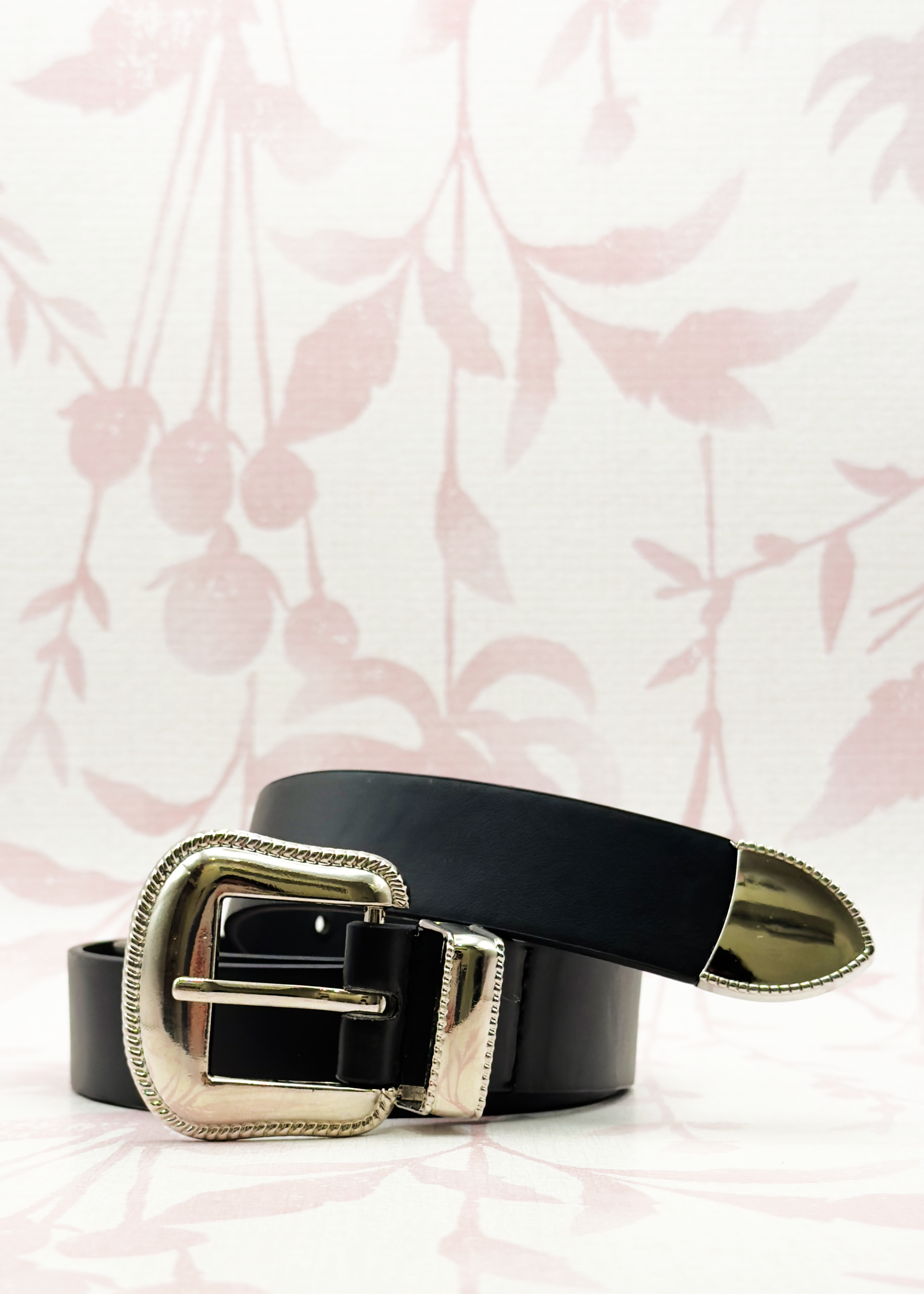Western Buckle Faux Leather Belt | Black