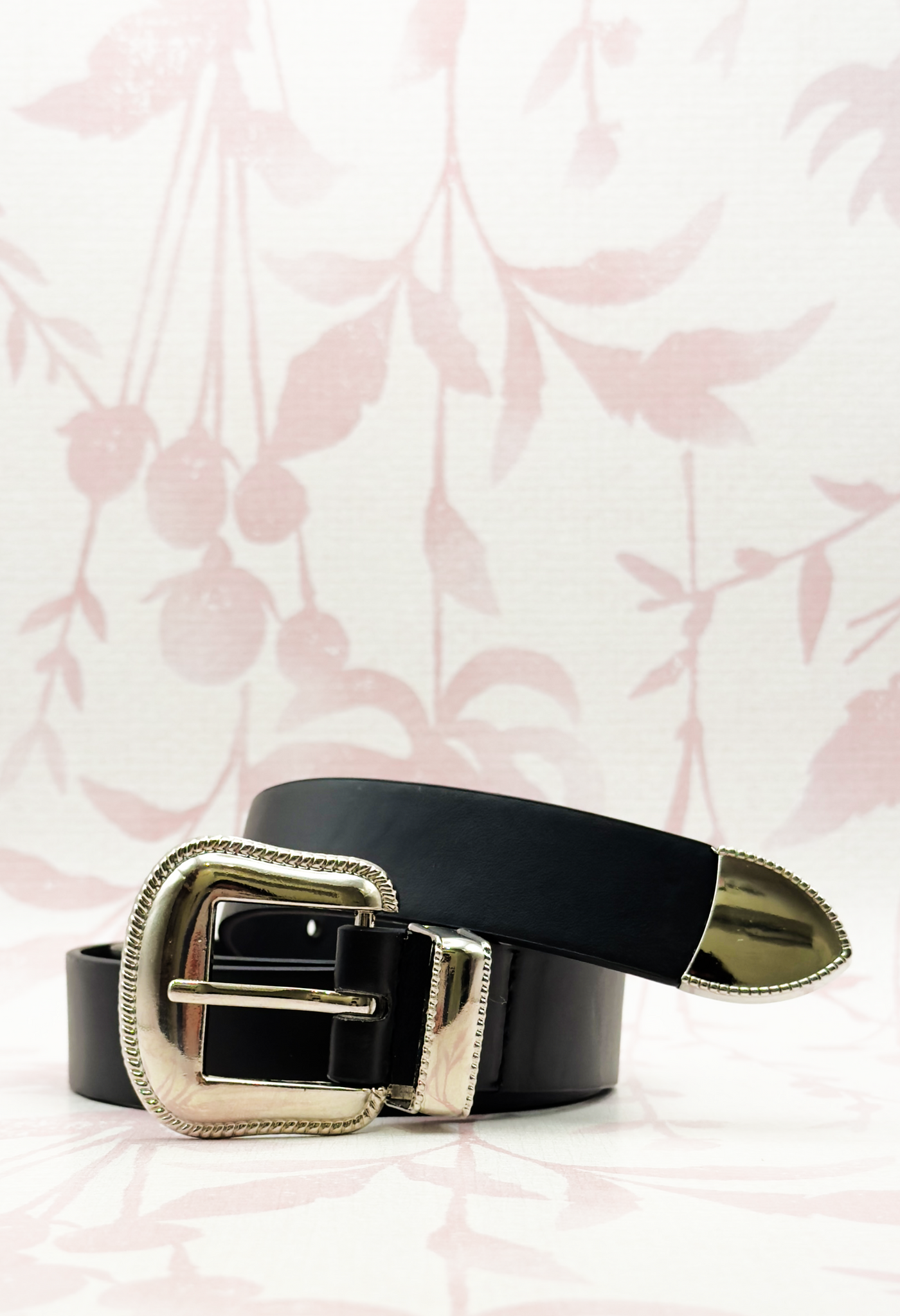 Western Buckle Faux Leather Belt | Black