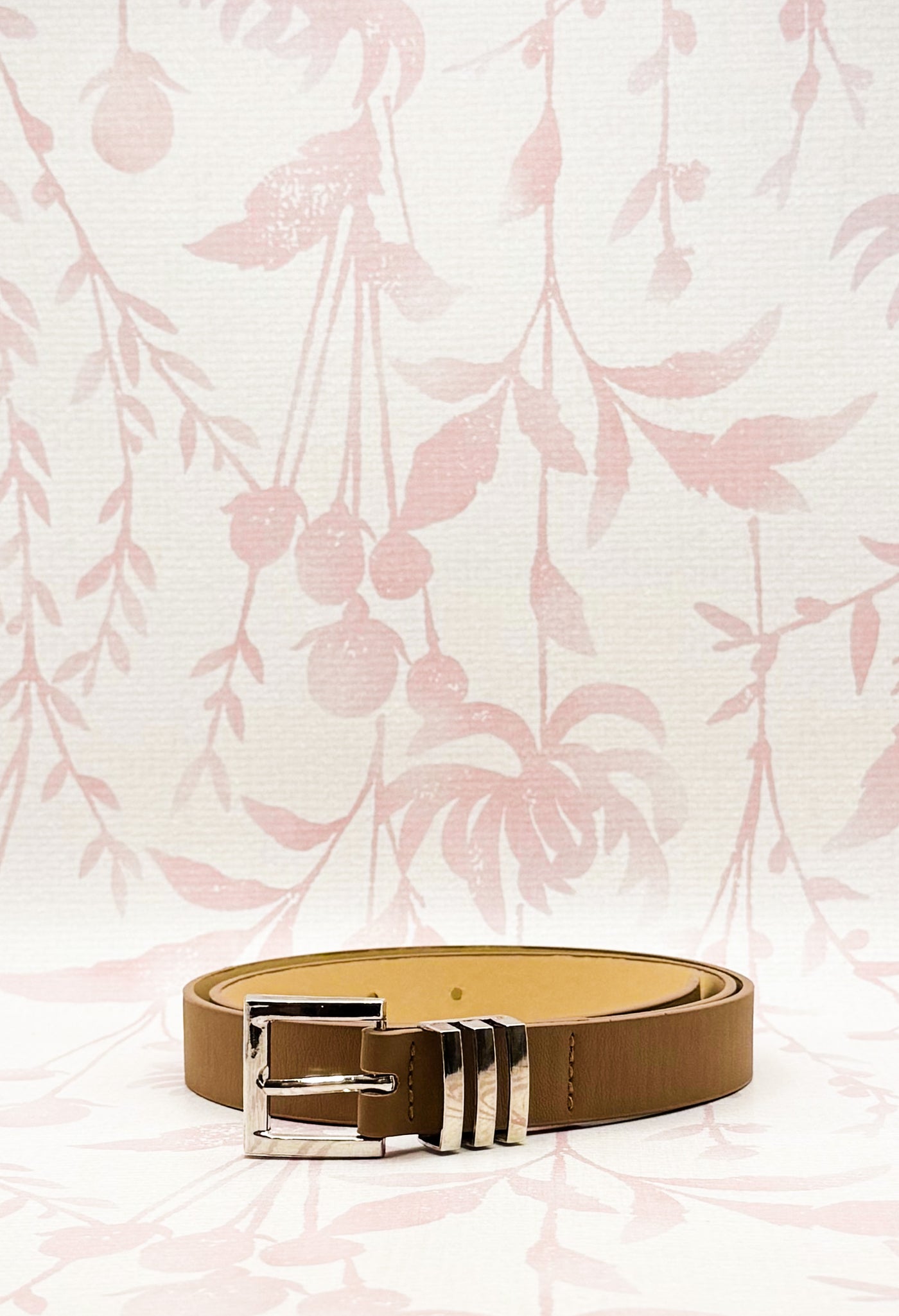 Square Buckle Leather Belt | Taupe
