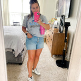 Leopard and Blue Cheer Mom Graphic Tee