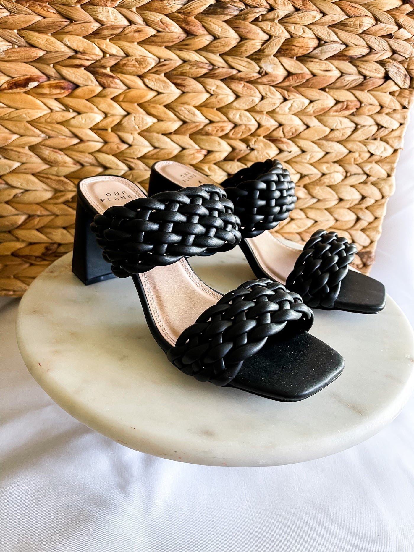 Braided Heeled Sandals | Black