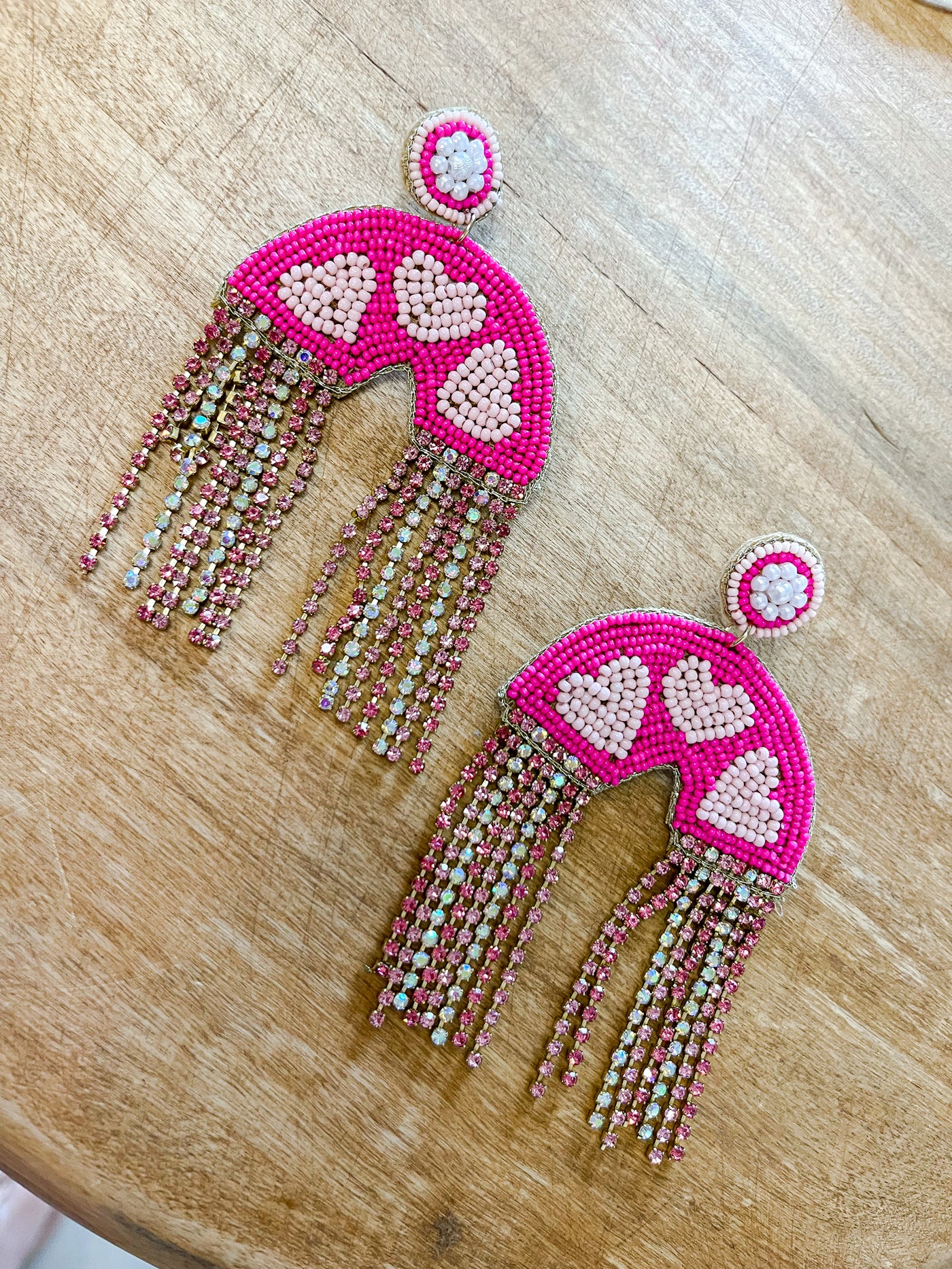 Valentines Beaded Earring | Pink